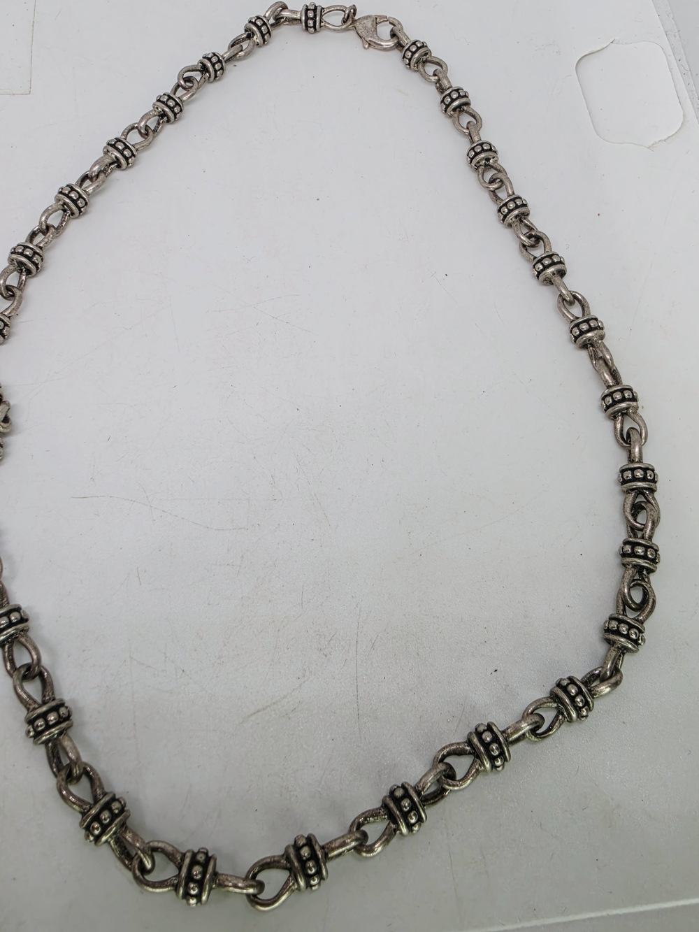 Vtg Premier Designs Lauren Silver Plated Pebbled Link Chain Necklace 18"